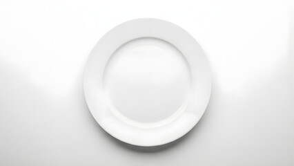 Clean white oval plate on a white background top view