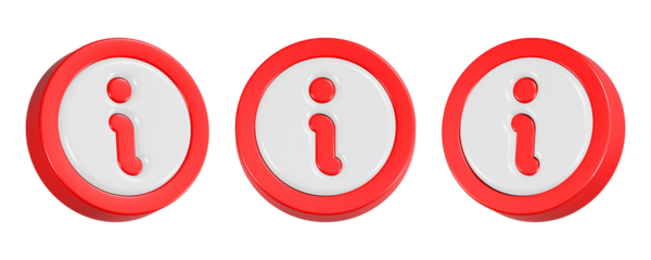 information 3d rendering icon in red color