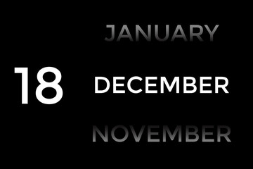 December 18 calendar with black background