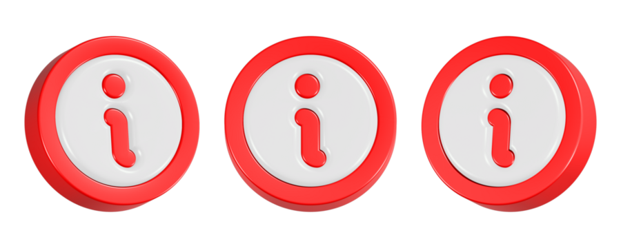 information 3d rendering icon in red color