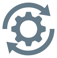 Gear and arrows icon flat vector design element for process refresh and synchronization concepts isolated on white background