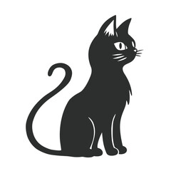 silhouette cat on white background