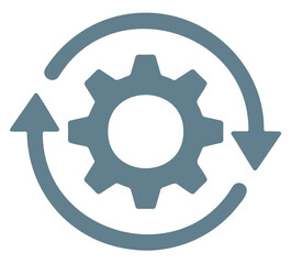Gear with circular arrows a simple flat vector icon representing process refresh or settings isolated on white background