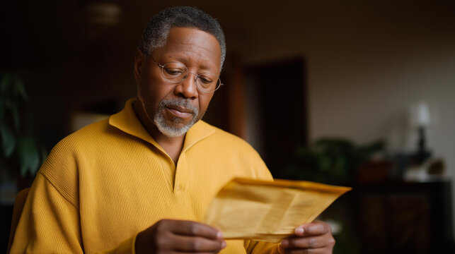 A man donating a portion of each paycheck to rebuild his hometown after a natural disaster, reviewing bills with firm resolve — community sacrifice, financial resilience, and altruistic rebuilding