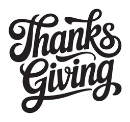 Thanksgiving lettering in black a vector illustration for holiday greetings isolated on white background © Shahid3383