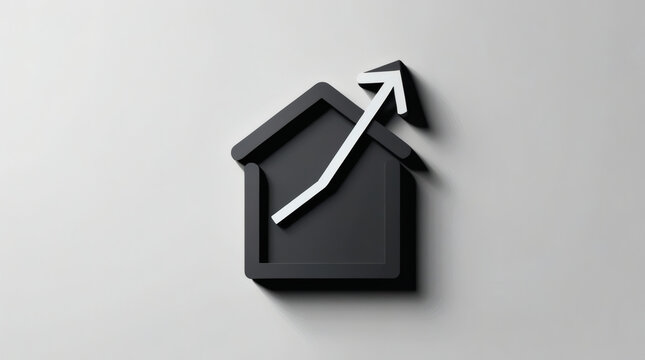 Rising Real Estate Values Growth Arrow on a Home Icon - Powered by Adobe