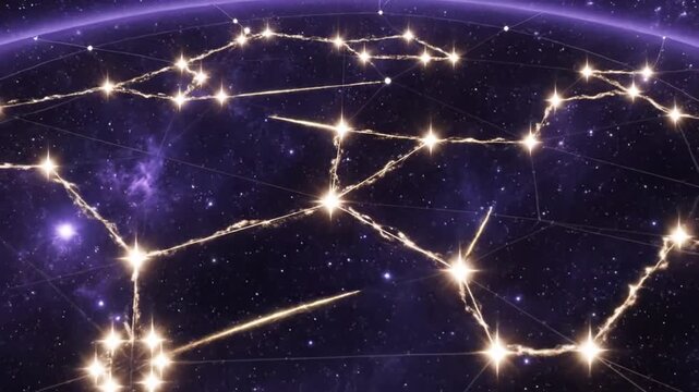 Cosmic constellation map twinkling within nebula
