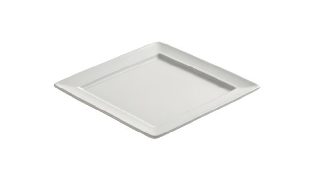 Clean white square plate on a  white background