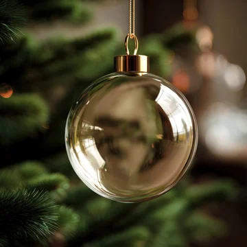 Glass Christmas Ball Hanging on Tree with Soft Blur