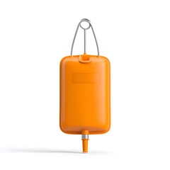 Orange Portable Camp Shower Bag with Metal Hook Isolated on White