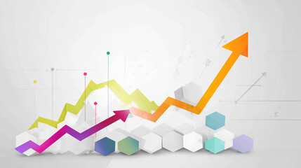 Obraz premium Gráfico multicolorido de crescimento representa evolução financeira, desempenho econômico, estratégia empresarial, indicadores de resultado e visualização de dados estatísticos