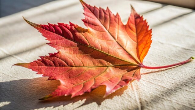 Vibrant Autumn Maple Leaf on Sunlit Surface - Powered by Adobe