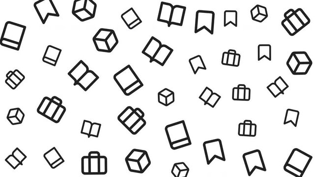 Seamless Pattern of Books and Gift Boxes Icon Design on White Background, Graphic Illustration with Flat Style and Top View Concept