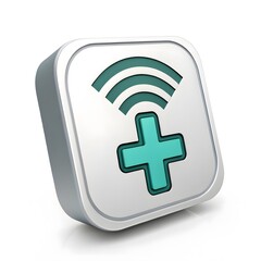 Modern medical app icon with wifi symbol, showcasing telehealth innovation and remote healthcare services for a connected wellness experience today