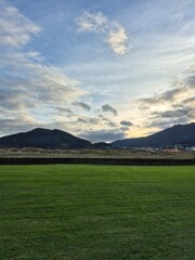 Naklejka premium mountain landscape with clouds