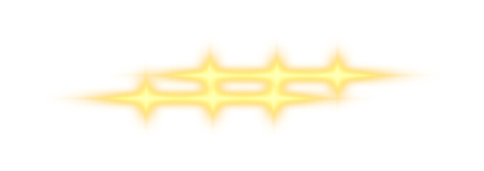 Set yellow star emits soft golden light with sparkling shine. PNG. Floating dust particles and small stars hover nearby. Radiant beams create shimmering luminous effect.