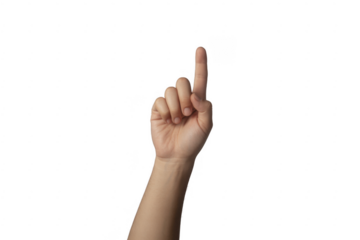 Human hand with index finger pointing upwards isolated on a transparent background 2