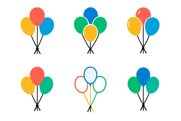 Obraz premium Colorful Balloon Icons. Colorful balloons. Icon set. Set Logo of colorful balloons: helium balloons tied together. harmonious logo variations of the same