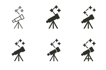 Constellation Logo Variations. Constellations. Icon set. Set Logo of constellations: telescope pointing at stars. harmonious logo variations of the same
