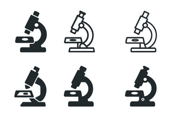 Science Logo Variations. Science experiment setup. Icon set. Set Logo of science experiment setup: microscope and sample slide. harmonious logo variations of