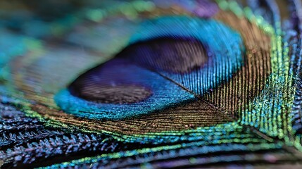 Fototapeta premium Extreme photograph reveals the intricate structure and iridescent coloration of a natural plume detail