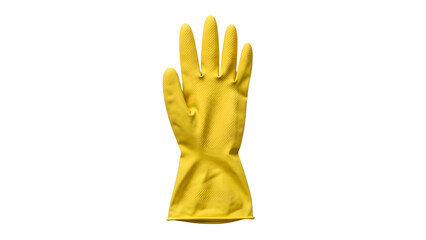 Single yellow rubber glove isolated on White background for cleaning