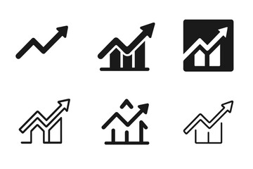 Fototapeta premium Financial Logos Collection. Stock markets and financial trading floors. Icon set. Set Logo of stock markets and financial trading floors: Line graph with arrow