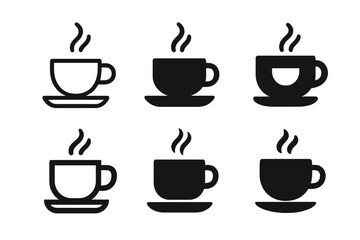Obraz premium Coffee Logo Variations. Drinking Coffee. Icon set. Set Logo of Drinking Coffee: Coffee Cup. harmonious logo variations of the same emblematic concept, each