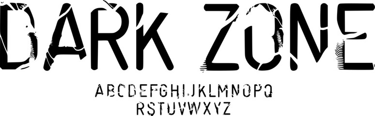 Dark Zone Distorted Font – Glitch Horror Alphabet Typeface for Futuristic Branding, Creepy Posters, and Digital Sci-Fi Typography Design © Teguhprabowo