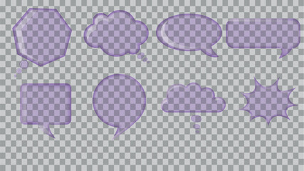 Realistic Glass Speech Bubbles &mdash; Transparent 3D Chat Elements for Design & UI, transporent backgound, PNG format
