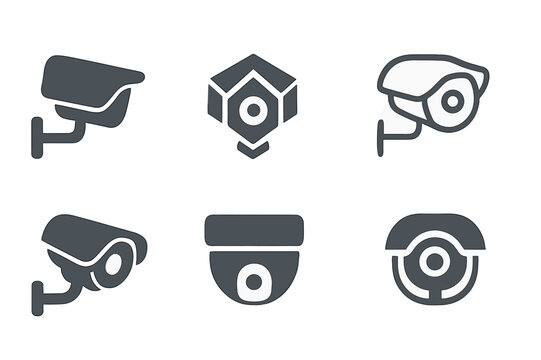 Fototapeta Security Camera Logos. Security camera. Icon set. Set Logo of security camera: smart home cam icon. harmonious logo variations of the same emblematic concept,