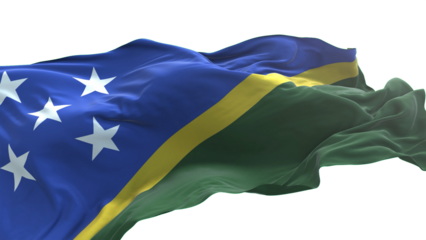 Solomon Islands flag - 3D realistic waving flag on transparent png. Background with transparency