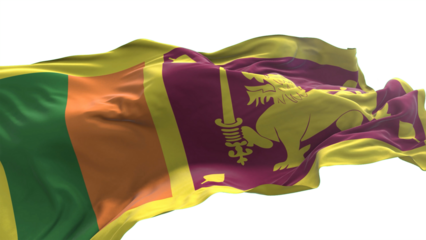 Sri Lanka flag - 3D realistic waving flag on transparent png. Background with transparency