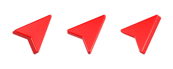 navigation 3d rendering icon in red color