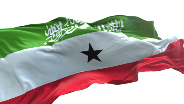 Somaliland flag - 3D realistic waving flag on transparent png. Background with transparency