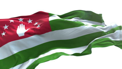 Abhkazia flag - 3D realistic waving flag on transparent png. Background with transparency