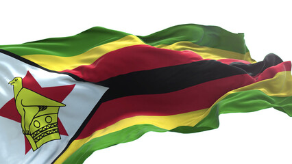 Zimbabwe flag - 3D realistic waving flag on transparent png. Background with transparency