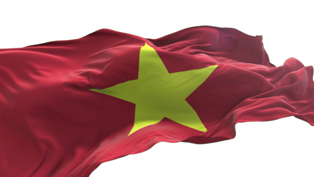 Vietnam flag - 3D realistic waving flag on transparent png. Background with transparency