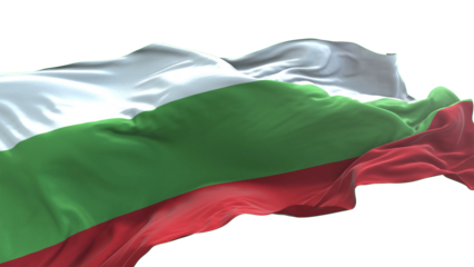 Bulgaria flag - 3D realistic waving flag on transparent png. Background with transparency