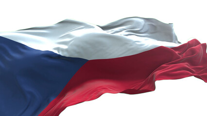 Czech Republic flag - 3D realistic waving flag on transparent png. Background with transparency