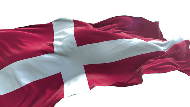 Denmark flag - 3D realistic waving flag on transparent png. Background with transparency