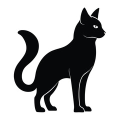 silhouette cat on white background