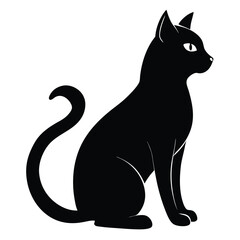 silhouette cat on white background