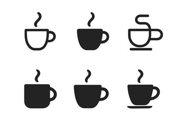 Obraz premium Espresso Cup Logos. Espresso cup. Icon set. Set Logo of espresso cup. harmonious logo variations of the same emblematic concept (Minimal outline, Filled