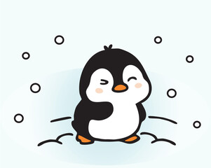 Glacial north pole penguin illustration Hand Draw Art