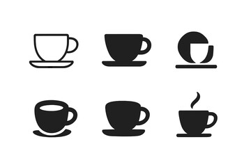 Obraz premium Espresso Cup Logos. Espresso cup. Icon set. Set Logo of espresso cup. harmonious logo variations of the same emblematic concept (Minimal outline, Filled