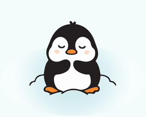 Glacial north pole penguin illustration Hand Draw Art
