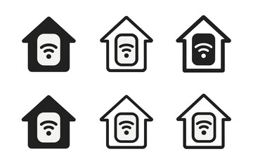 Gadget Logo Variations. Gadget. Icon set. Set Logo of gadget: Smart home device. harmonious logo variations of the same emblematic concept, each with different