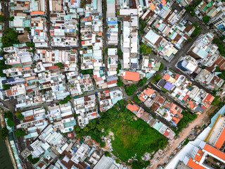 Aerial view of Ho Chi Minh city, taken by drone
