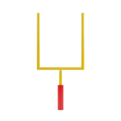 Minimalist Yellow Goalpost with Red Base Against White Background — Clean, Graphic Icon of Football’s End Zone, Symbolizing Scoring, Victory, and Ultimate Objective  Perfect for Sports Graphics, Comp